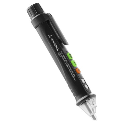 Indukcyjny tester napięcia z latarką, 12-1000V, AC/DC, czarny