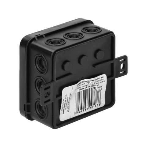Puszka n/t CLICK, IP54, 12 przepustów, 75x75x41mm, czarna, 66 szt.