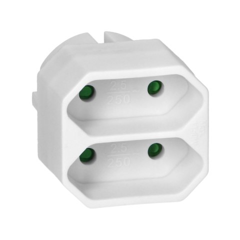 Rozgałęźnik 2x2P euro, biały, 20 szt.