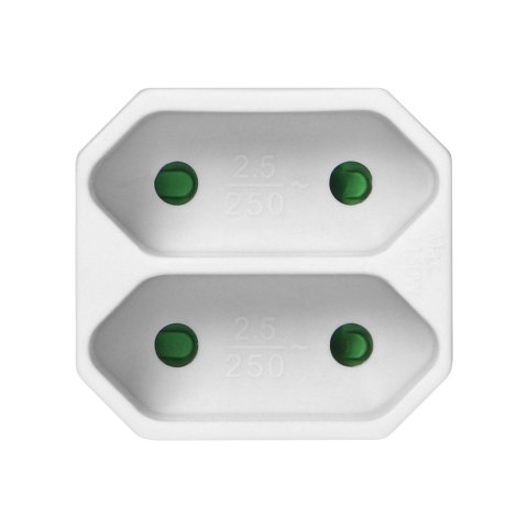 Rozgałęźnik 2x2P euro, biały, 20 szt.