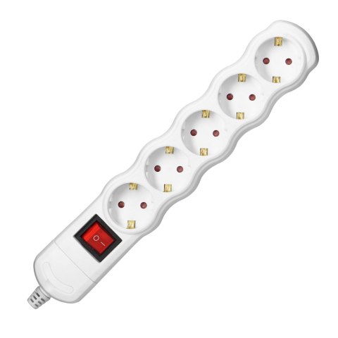 Rozgałęźnik z wyłącznikiem 5x2P+Z Schuko, biały