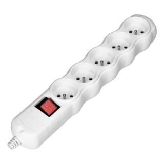 Rozgałęźnik z wyłącznikiem 5x2P+Z, biały