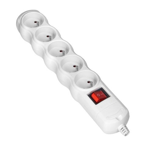 Rozgałęźnik z wyłącznikiem 5x2P+Z, biały