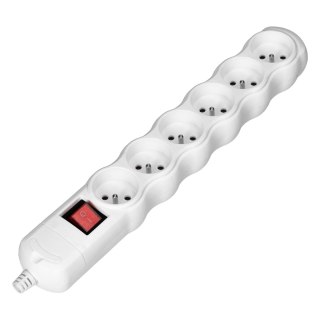 Rozgałęźnik z wyłącznikiem 6x2P+Z, biały