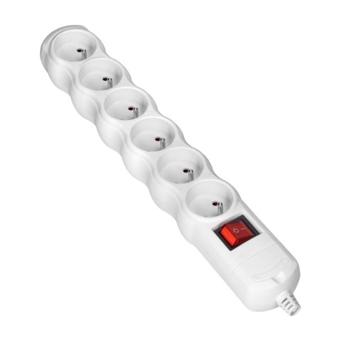 Rozgałęźnik z wyłącznikiem 6x2P+Z, biały