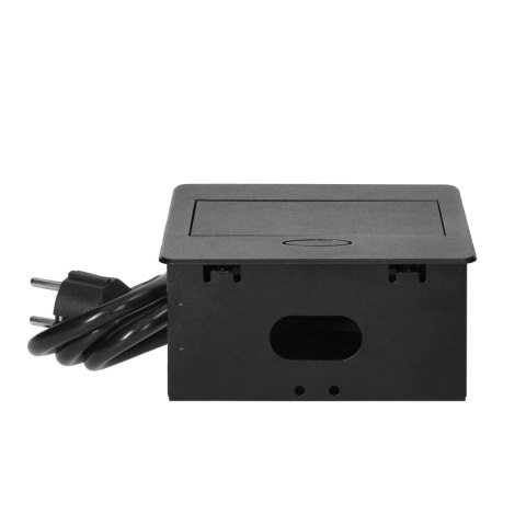 Wpuszczane gniazdo meblowe z ładowarką USB i przewodem 1,5m, 1x2P+Z, 2xUSB (typ A, 2,1A), płaski rant frezowany, czarny