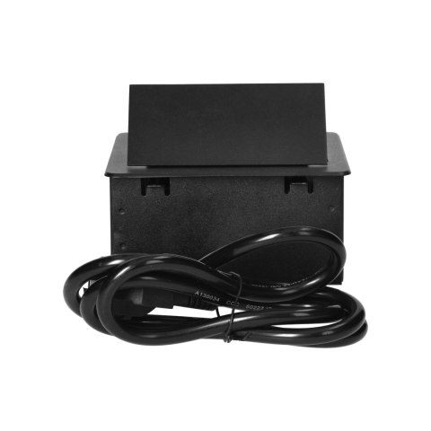 Wpuszczane gniazdo meblowe z ładowarką USB i przewodem 1,5m, 1x2P+Z Schuko, 2xUSB (typ A, 2,1A), płaski rant frezowany, czarny