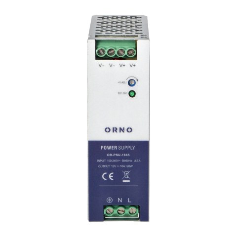 Zasilacz przemysłowy na szynę DIN, 12VDC 10A 120W, obudowa metalowa