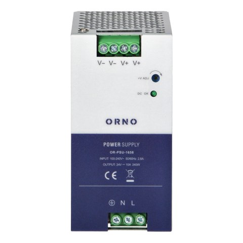 Zasilacz przemysłowy, na szynę DIN, 24VDC, 10A, 240W, w metalowej obudowie