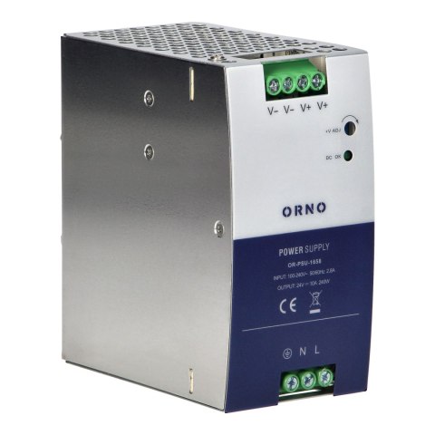 Zasilacz przemysłowy, na szynę DIN, 24VDC, 10A, 240W, w metalowej obudowie