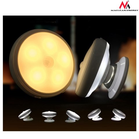 Lampa LED z sensorem ruchu Maclean, magnes, tylne podświetlenie, tryby świecenia: ciągły, czujnik PIR, 3xAAA, MCE223