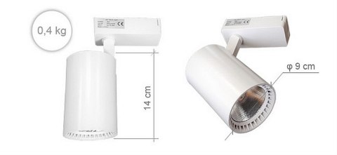 Lampa sklepowa led reflektor szynowy jednofazowy biały 30w 2250 lm światło zimne 6000k