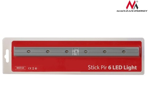 Lampka kuchenna podszafkowa 6LED Maclean, podłużna, z czujnikiem ruchu, 5xAAA, MCE123