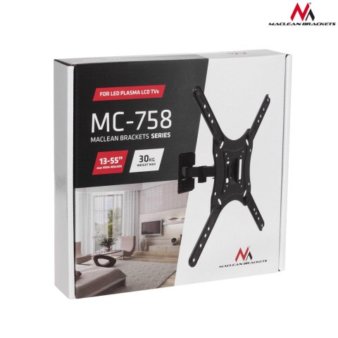 Uchwyt do telewizora lub monitora Maclean, uniwersalny, max 400x400, 13-55", 30kg, czarny