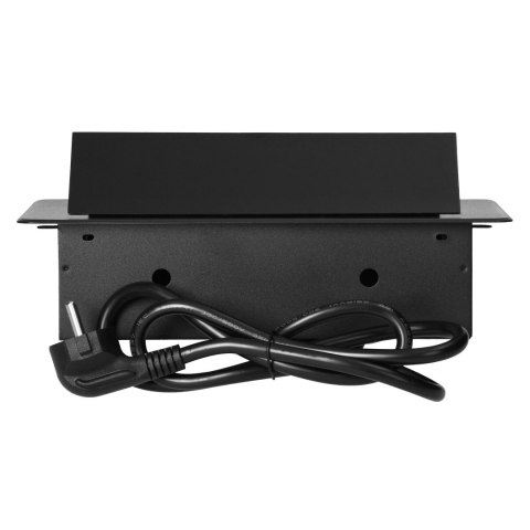 Gniazdo meblowe wpuszczane w blat z płaskim frezowanym rantem, ładowarką USB i przewodem 1,5m, 2x2P+Z (Schuko), 2xUSB (typ A+C; 