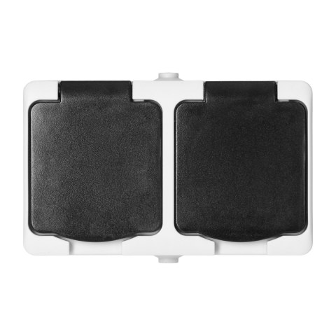Gniazdo podwójne 2X2P+Z Schuko AQUATIC MINI IP 54 biało-czarne