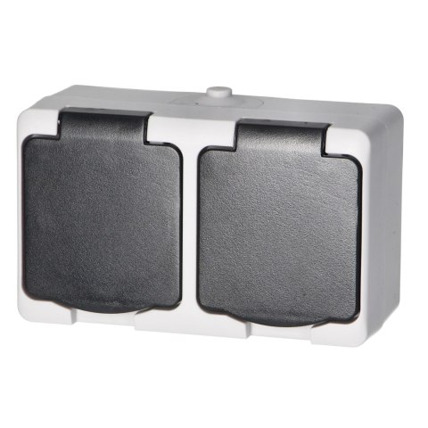 Gniazdo podwójne 2X2P+Z Schuko AQUATIC MINI IP 54 biało-czarne
