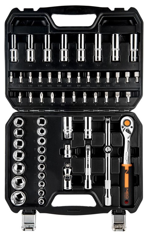 Klucze nasadowe 1/2", zestaw 58 szt., CrV