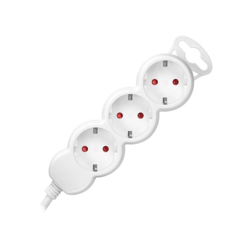 Przedłużacz 3-krotny 2P+Z (Schuko), 1,5m H05VV-F 3x1,5mm2 , Imax=16A, płaska wtyczka, biały