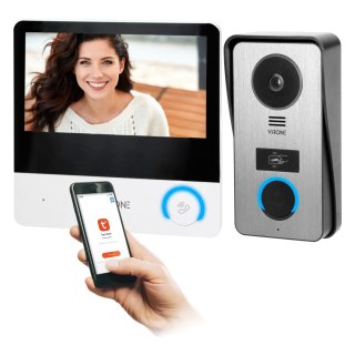 PAVONIS, zestaw wideodomofonowy, 4-żyłowy, 7", Wi-Fi, ekran dotykowy, Full HD, RFID