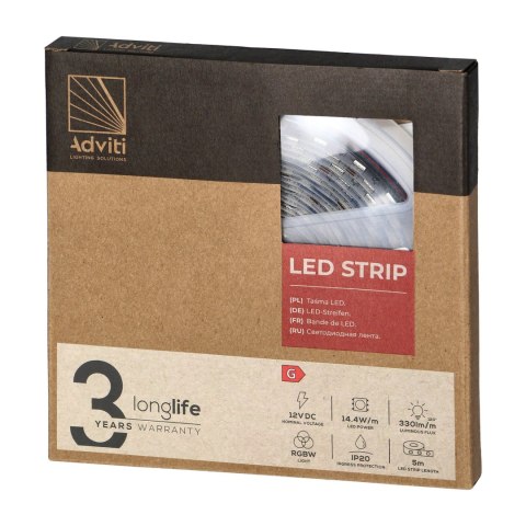 Taśma LED 12V, Samsung chipset 5050, 60L/m, 330lm/m, 14,4W/m, IP20, RGBW, 5m
