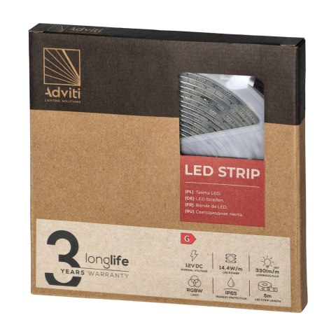 Taśma LED 12V, Samsung chipset 5050, 60L/m, 330lm/m, 14,4W/m, IP65, RGBW, 5m