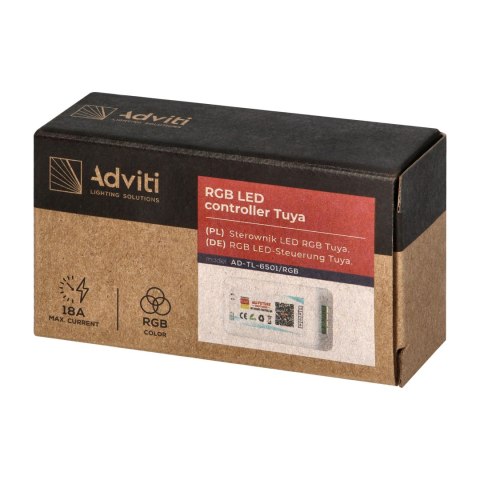 Bezdprzewodowy sterownik do taśm LED RGB Tuya, 5-24V 18A
