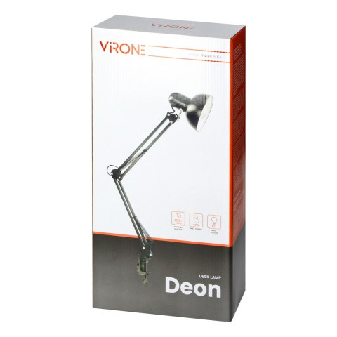 DEON, lampa biurkowa przykręcana, 10W, E27, stalowa, czarna