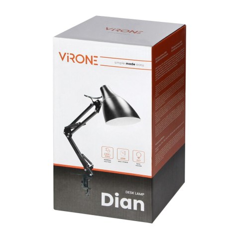 DIAN, lampa biurkowa przykręcana, 10W, E27, stalowa, biała