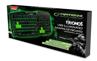 EGK201GUA Esperanza klawiatura przewod. gaming led usb tirions zielona ua