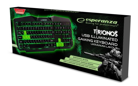 EGK201GUA Esperanza klawiatura przewod. gaming led usb tirions zielona ua