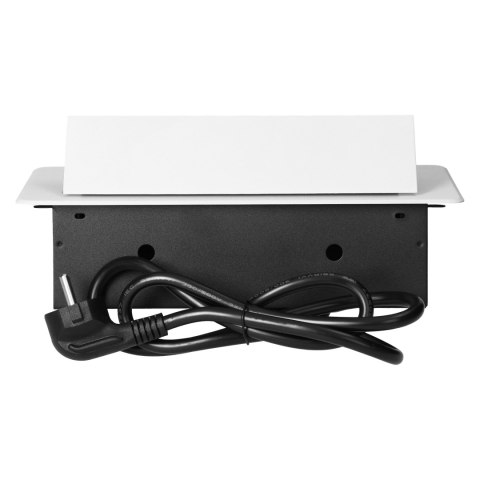 Gniazdo meblowe wpuszczane w blat z płaskim frezowanym rantem, ładowarką USB i przewodem 1,5m, 2x2P+Z (Schuko), 2xUSB (typ A+C; 