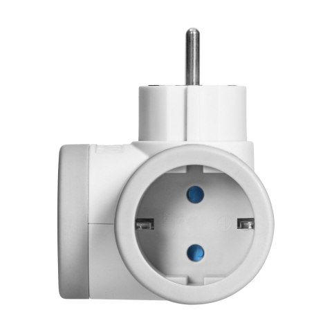 Rozgałęźnik 2P+Z (Schuko) z ładowarką 2xUSB, szybkie ładowanie, biało-szary