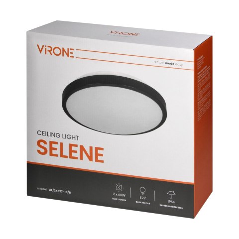 SELENE plafon 2xE27, max. 2x15W, IP54, czarny