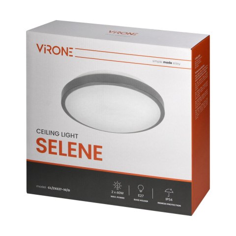 SELENE plafon 2xE27, max. 2x15W, IP54, szary