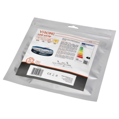 Taśma LED 12V, 2835, 60L/m, 500lm/m, 4,8W/m, IP20, 3000K, 5m