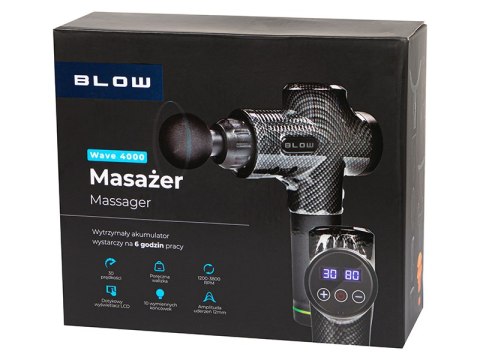 44-340# Pistolet do masażu masażer blow wave 4000 + 10 końcówek + walizka
