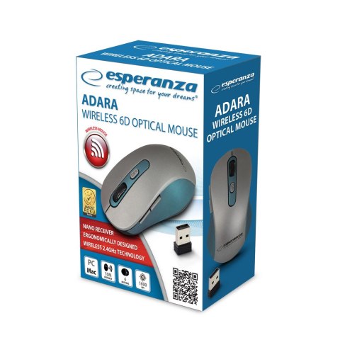 EM131B Esperanza mysz bezprz. 2.4ghz 6d opt. usb adara niebieska