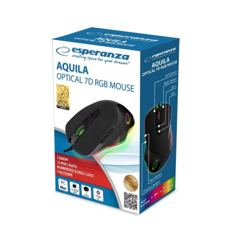 EM132 Esperanza mysz przewod. led rgb 7d opt. usb aquila