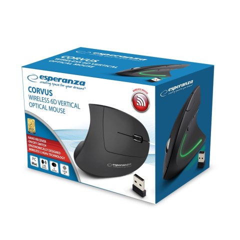 EM133 Esperanza mysz wertykalna bezprz. 2.4ghz 6d opt. usb corvus